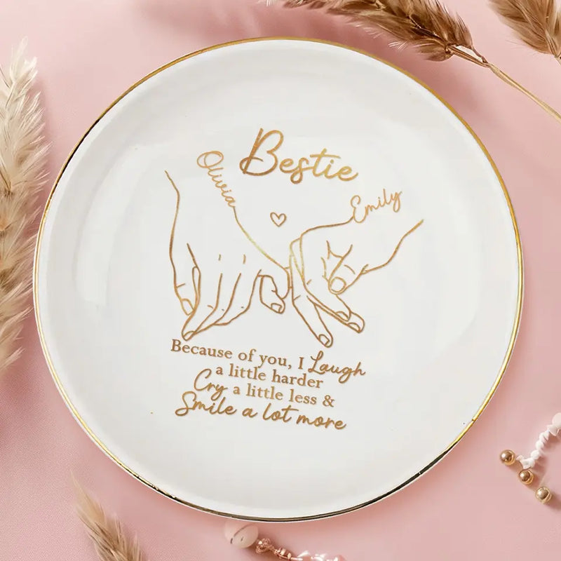 Custom Name Bestie Friendship Gifts - Personalized Jewelry Dish
