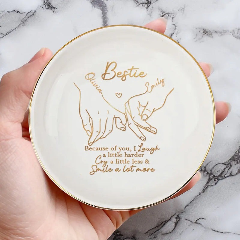 Custom Name Bestie Friendship Gifts - Personalized Jewelry Dish