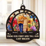 Custom Name First Kiss Last Breath Couple Gifts - Personalized Suncatcher Ornament