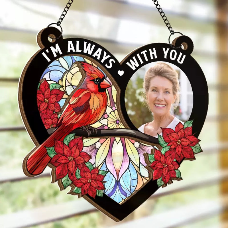 Custom Photo Cardinal Memorial Gifts - Personalized Suncatcher Ornament