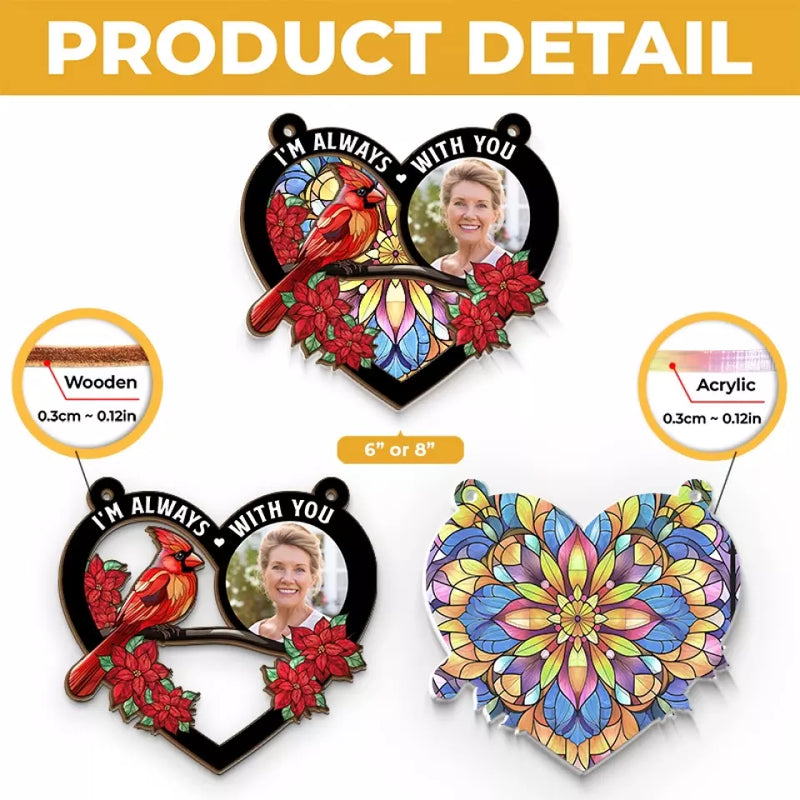 Custom Photo Cardinal Memorial Gifts - Personalized Suncatcher Ornament