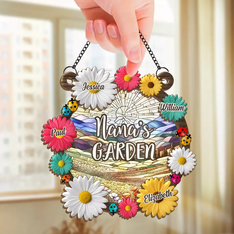 Custom Name Garden Gifts for Nana - Personalized Suncatcher Ornament