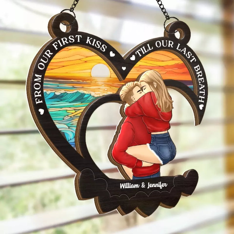 Custom Name Romantic Couple Gifts - Personalized Suncatcher Ornament