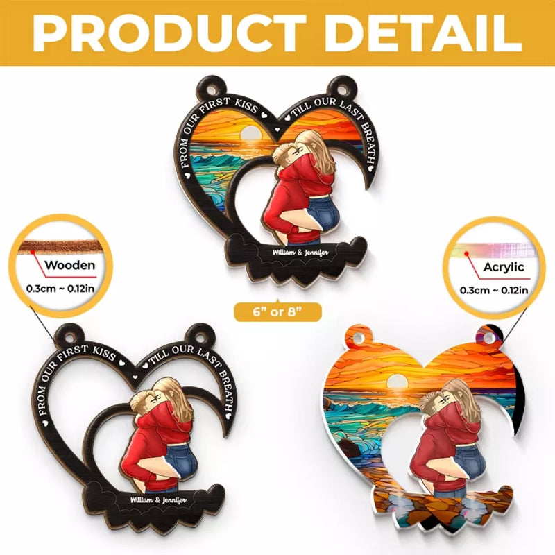 Custom Name Romantic Couple Gifts - Personalized Suncatcher Ornament