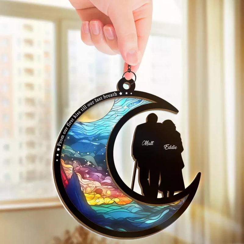 Custom Name Romantic Couple Gift - Personalized Suncatcher Ornament
