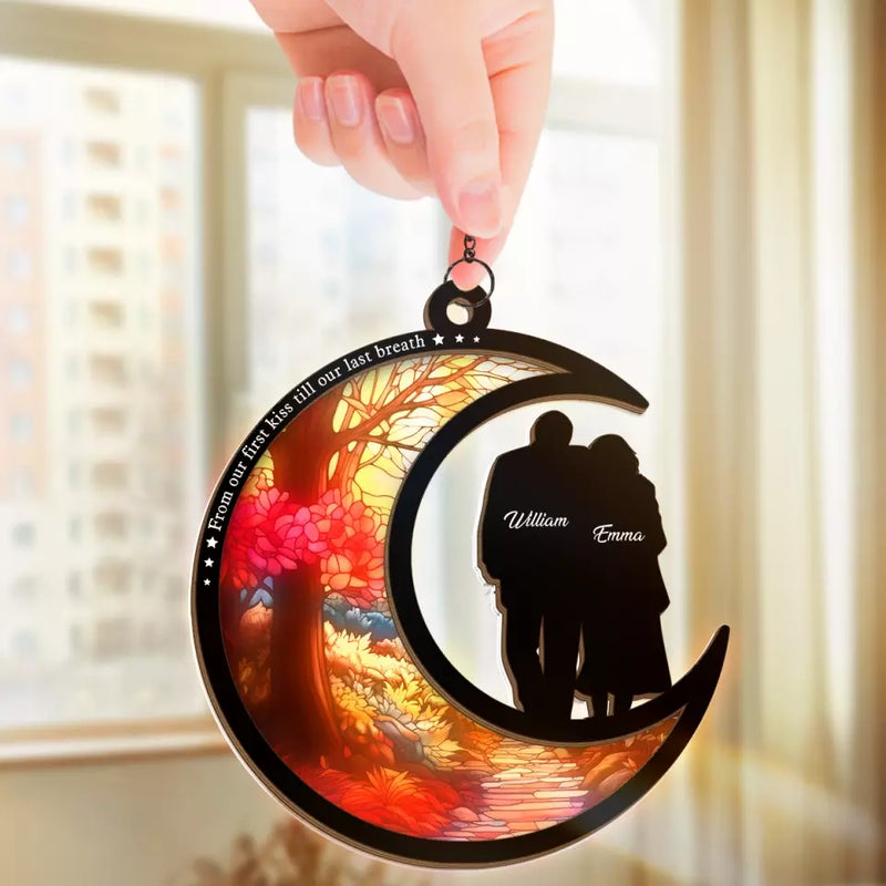 Custom Name Romantic Couple Gift - Personalized Suncatcher Ornament