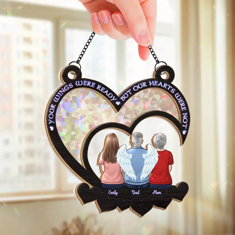 Custom Name Memorial Angel Family Gifts - Personalized Window Hanging Suncatcher