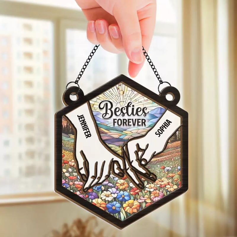 Custom Name Best Friends Gifts - Personalized Suncatcher Ornament