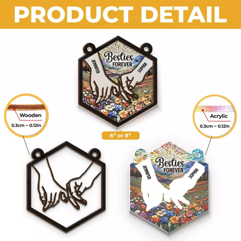 Custom Name Best Friends Gifts - Personalized Suncatcher Ornament
