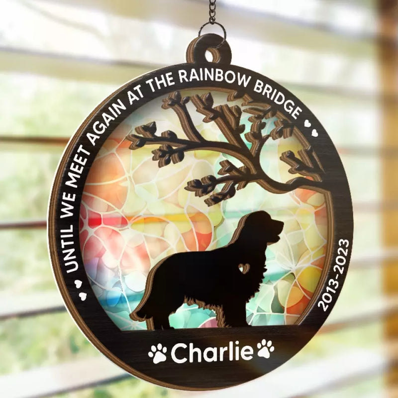 Custom Pet Memorial Rainbow Bridge Gifts - Personalized Suncatcher Ornament