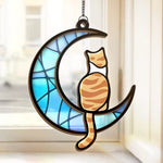 Crescent Moon Cat Decor - Suncatcher Ornament