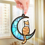 Crescent Moon Cat Decor - Suncatcher Ornament