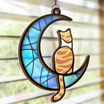 Crescent Moon Cat Decor - Suncatcher Ornament