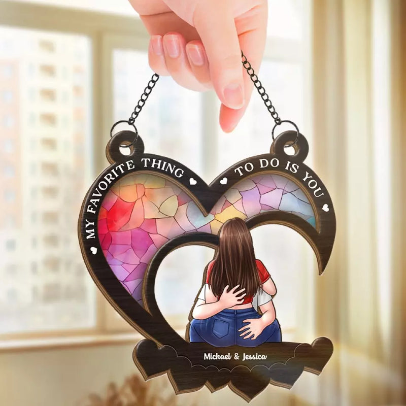 Couples That Laugh Together, Last Together - Couple Personalized Window Hanging Suncatcher - Gift For Husband Wife, Anniversary