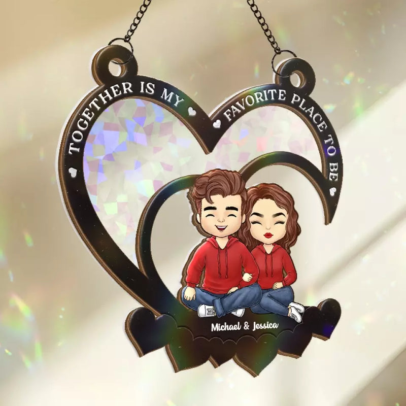 Custom Name Couple Love Decor - Personalized Window Hanging Suncatcher