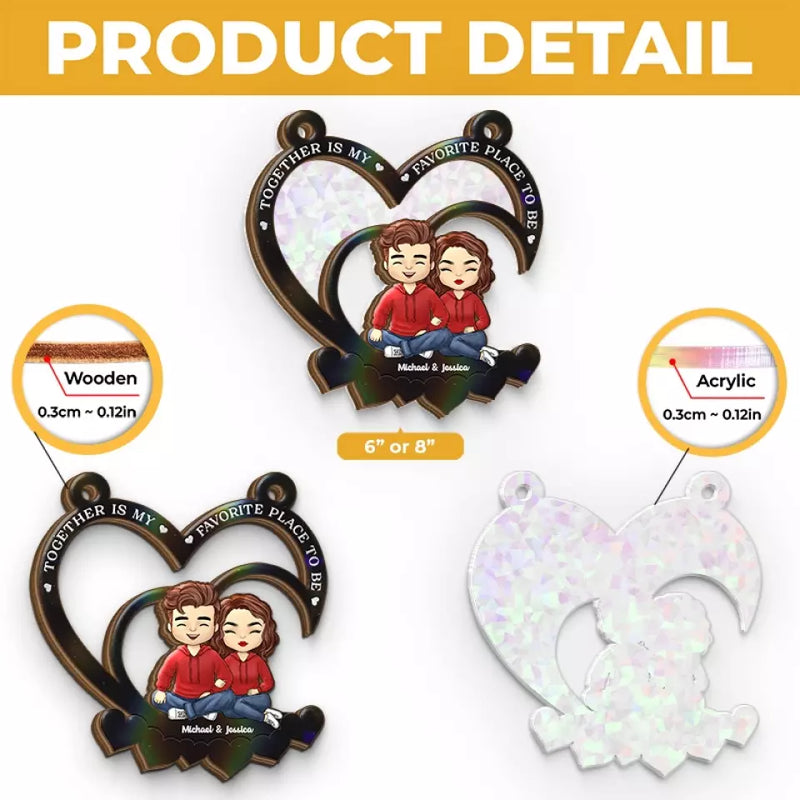 Custom Name Couple Love Decor - Personalized Window Hanging Suncatcher