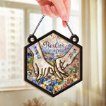 Custom Name Besties Forever Gifts for Best Friends - Personalized Window Hanging Suncatcher