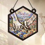 Custom Name Besties Forever Gifts for Best Friends - Personalized Window Hanging Suncatcher