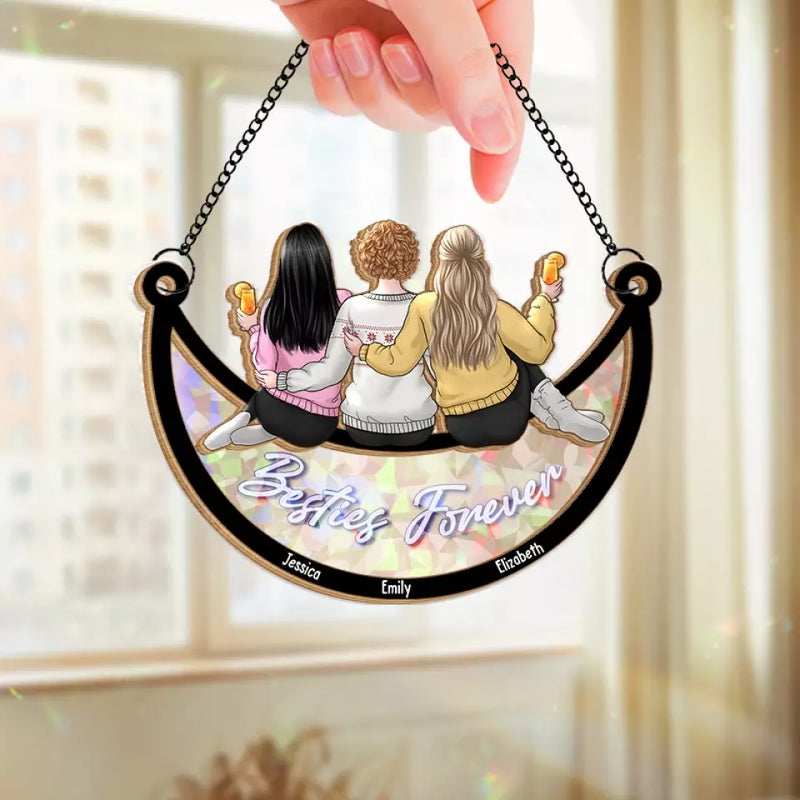Custom Name Best Friends Gifts for Women - Personalized Window Hanging Suncatcher