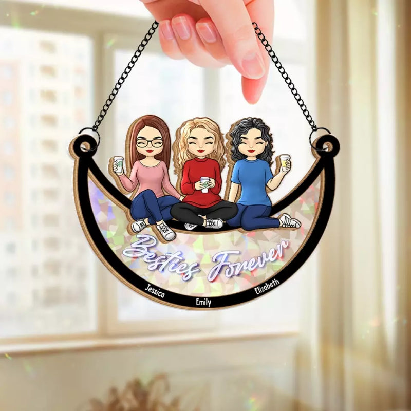 Custom Name Best Friends Gifts - Personalized Window Hanging Suncatcher