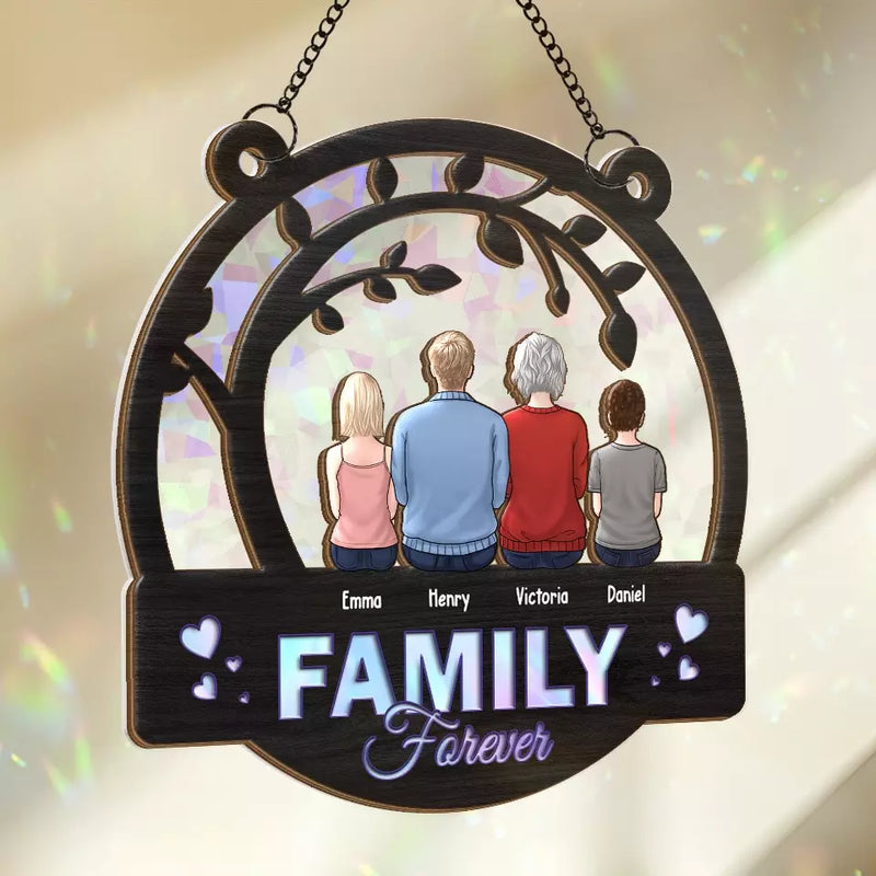 Custom Name Family Forever Gifts - Personalized Window Hanging Suncatcher