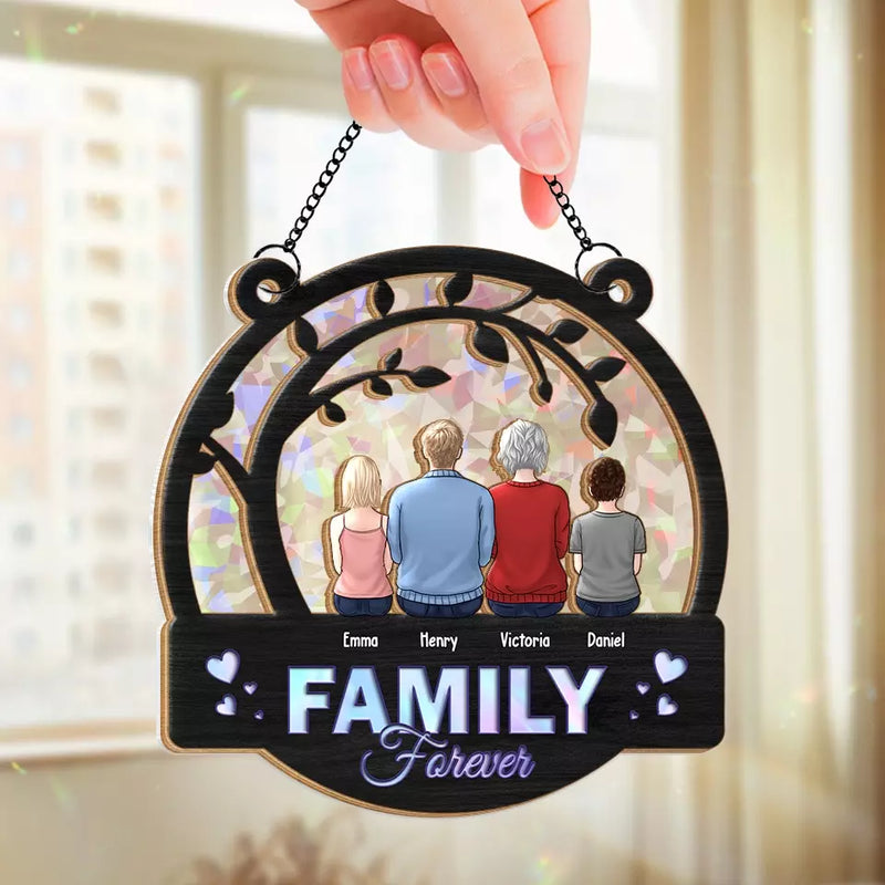 Custom Name Family Forever Gifts - Personalized Window Hanging Suncatcher