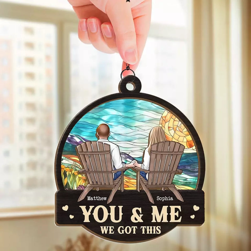 Custom Name Couple Sunset Gifts - Personalized Suncatcher Ornament