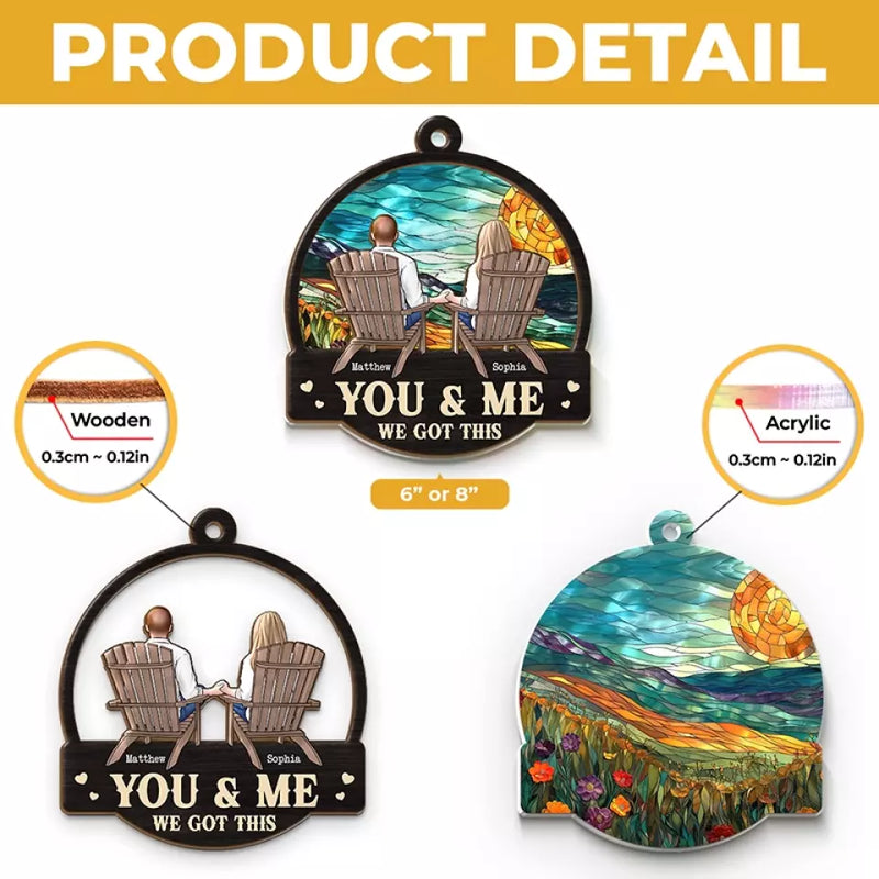 Custom Name Couple Sunset Gifts - Personalized Suncatcher Ornament