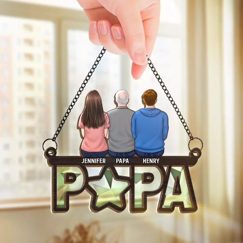 Custom Family Papa Gifts - Personalized Suncatcher Ornament