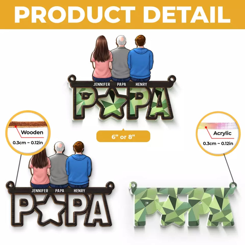 Custom Family Papa Gifts - Personalized Suncatcher Ornament