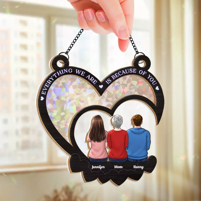 Custom Name Family Gifts for Mom - Personalized Window Hanging Suncatcher