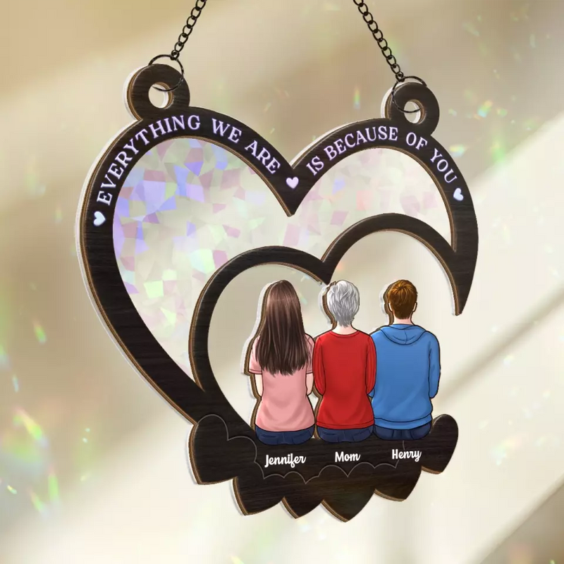 Custom Name Family Gifts for Mom - Personalized Window Hanging Suncatcher