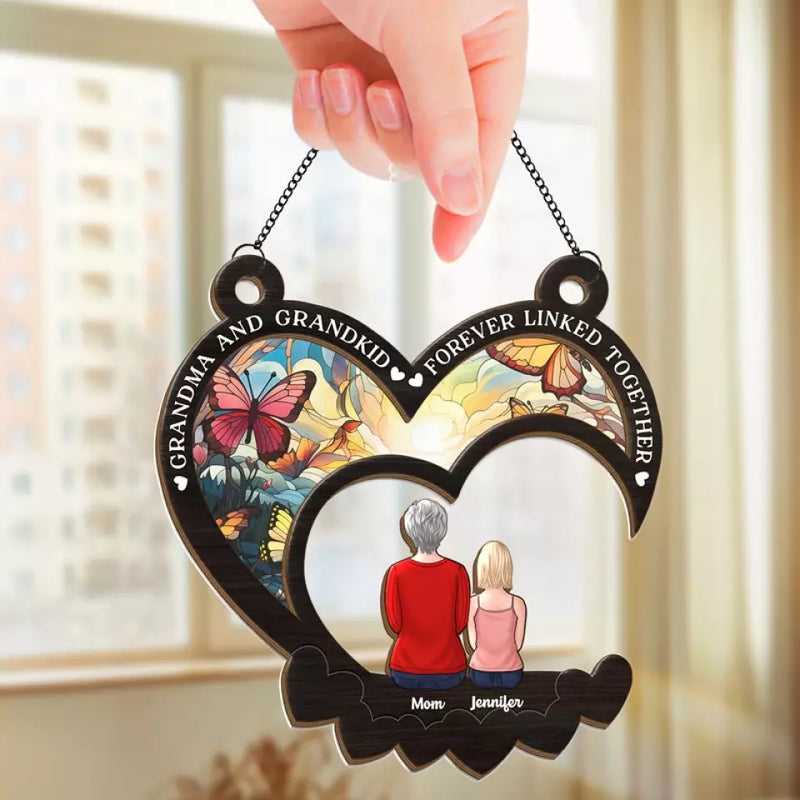 Custom Name Grandma and Granddaughter Gifts - Personalized Suncatcher Ornament