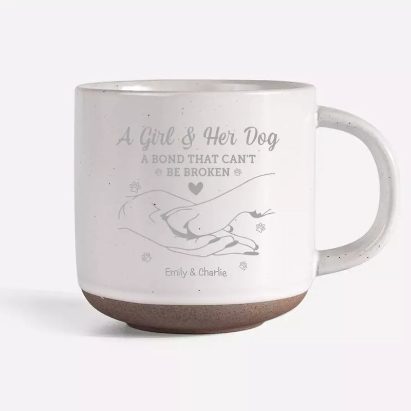 Custom Name Girl and Dog Gifts - Personalized Pottery Mug