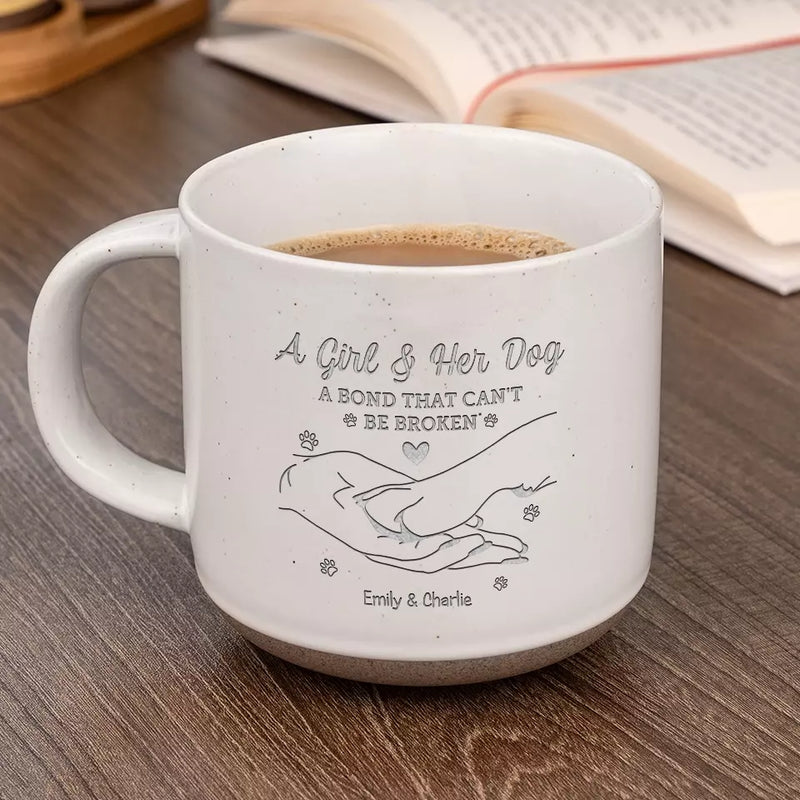 Custom Name Girl and Dog Gifts - Personalized Pottery Mug