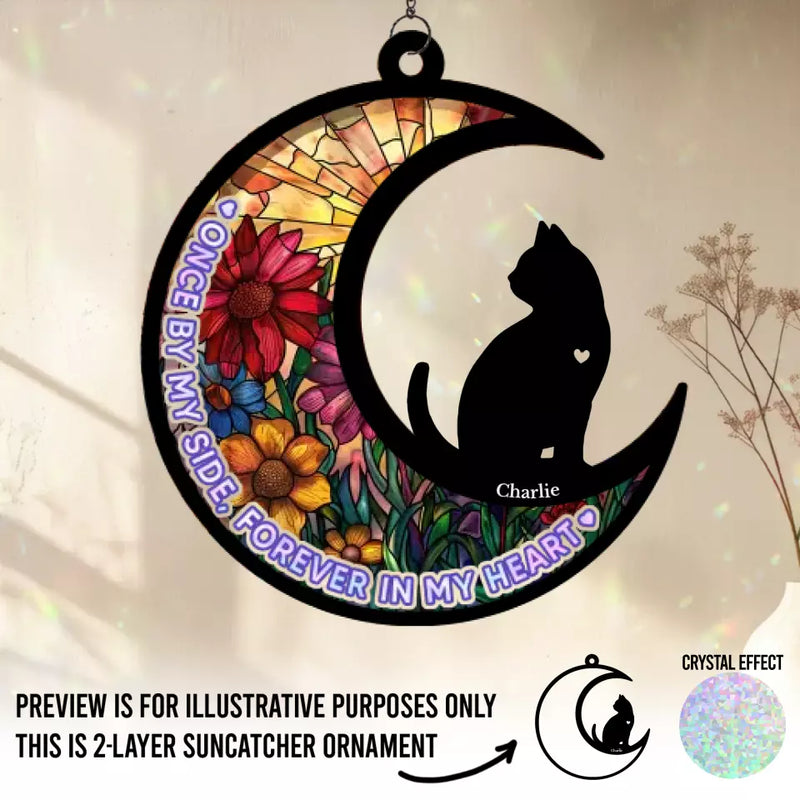 A Meow Is A Message To The Heart - Memorial Personalized Window Hanging Suncatcher - Sympathy Gift For Pet Owners, Pet Lovers