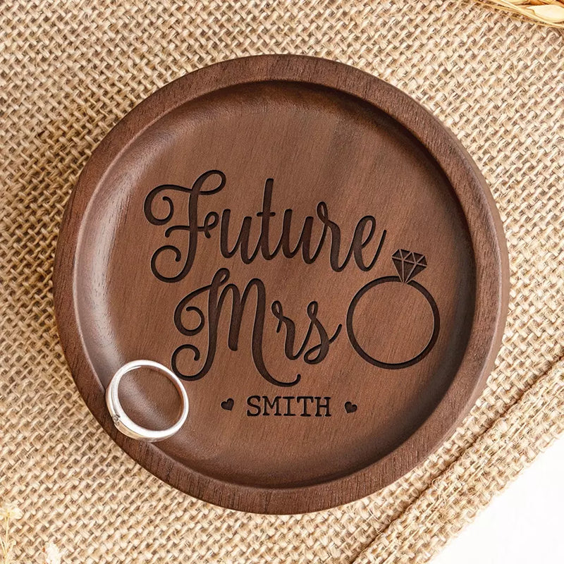 Custom Name Future Mrs Wedding Gift for Bride - Personalized Jewelry Dish