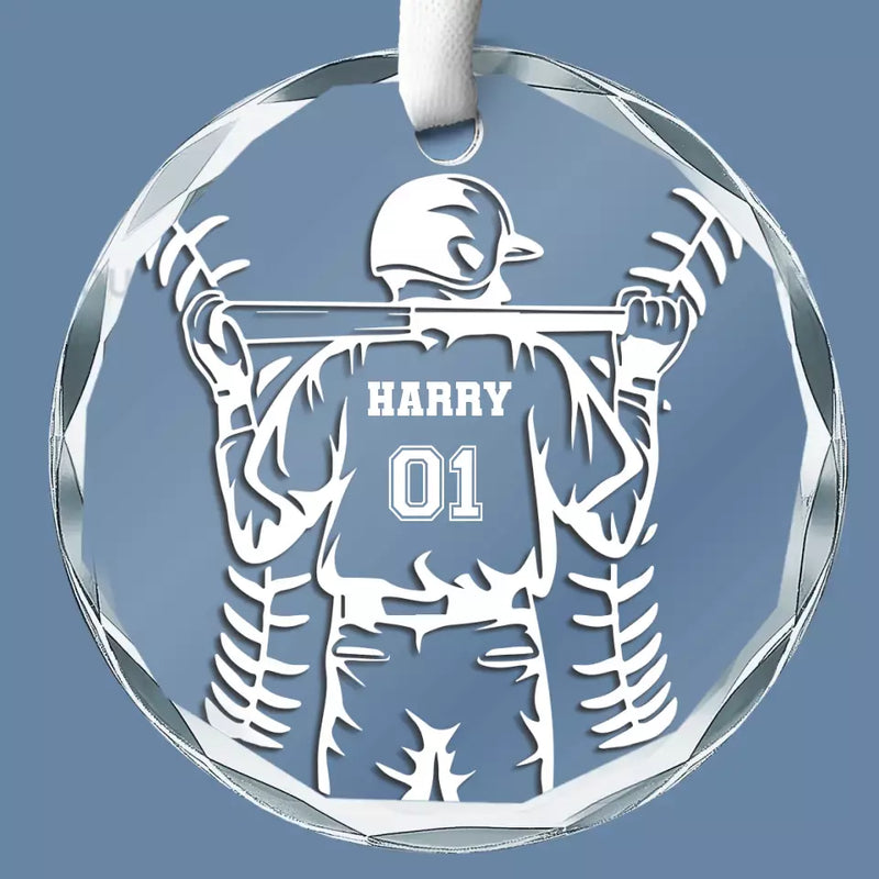 Custom Name Number Baseball Gifts for Players - Personalized Glass Ornament