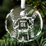 Custom Name Number Baseball Gifts for Players - Personalized Glass Ornament
