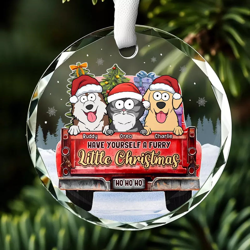 I Believe In Santa's Paws - Dog & Cat Personalized Custom Circle Glass Ornament - Christmas Gift For Pet Owners, Pet Lovers