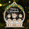Happy Happy Pawlidays - Dog & Cat Personalized Custom 3 Layers Shaker Ornament - Christmas Gift For Pet Owners, Pet Lovers