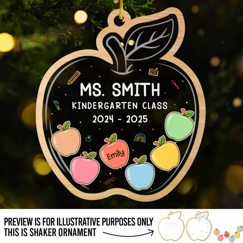 Custom Name Kindergarten Teacher Gifts - Personalized Shaker Ornament