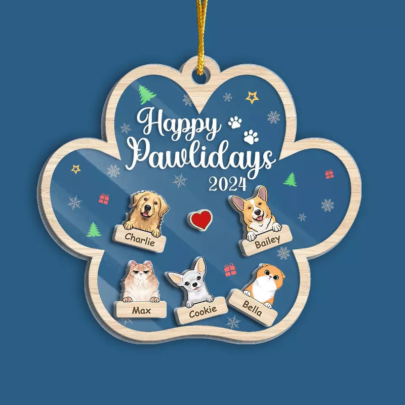 Custom Name Christmas Pet Family Gifts - Personalized Shaker Ornament