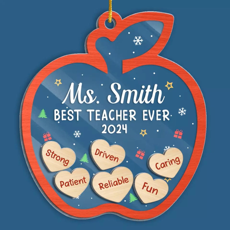 Custom Name Teacher Christmas Gifts - Personalized Shaker Ornament
