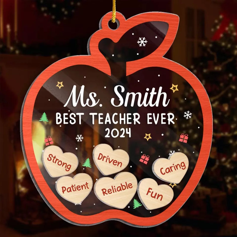 Custom Name Teacher Christmas Gifts - Personalized Shaker Ornament