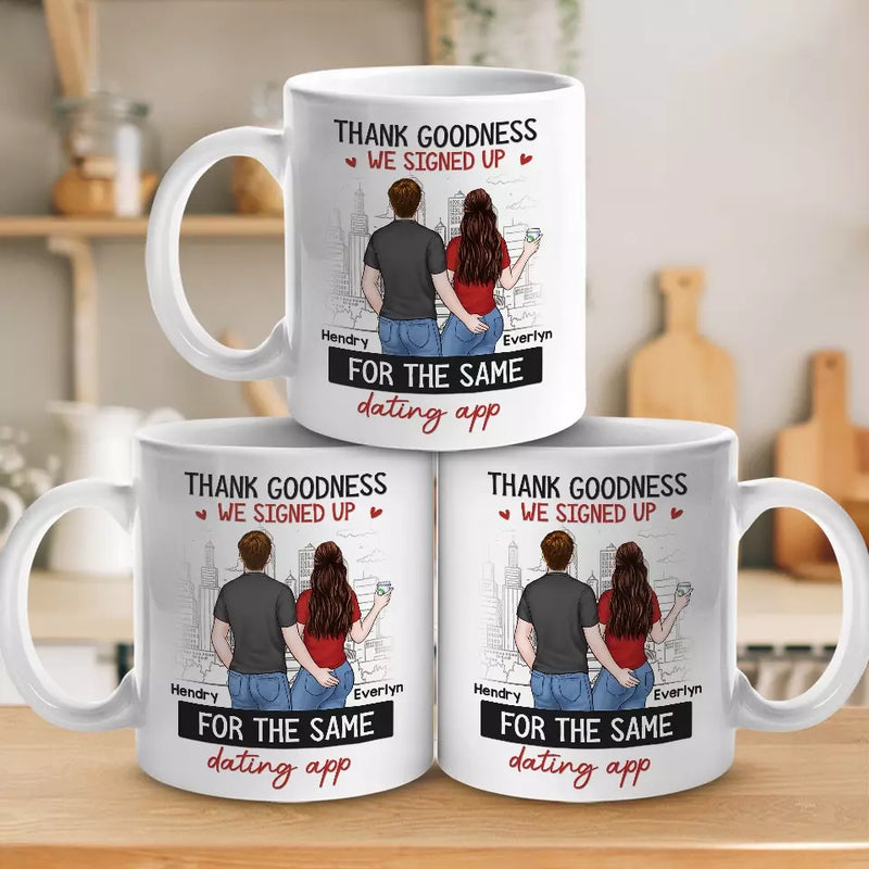 Custom Name Funny Dating App Couple Gifts - Personalized Mugs