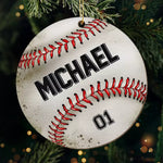Custom Name Number Baseball Christmas Gifts for Players - Personalized Leather Ornament
