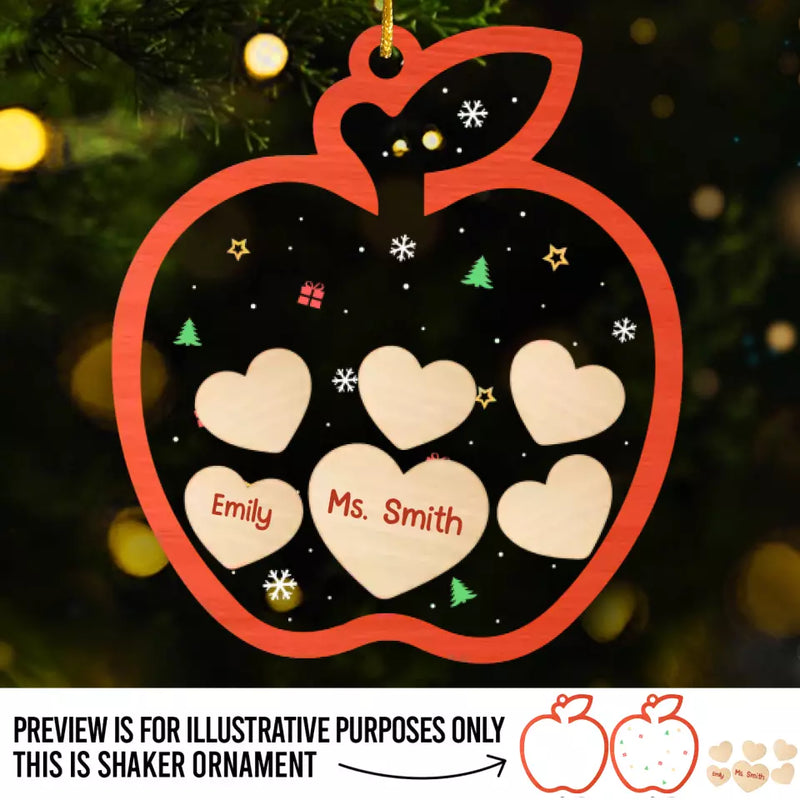 Custom Name Christmas Teacher Gifts - Personalized Shaker Ornament