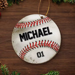Custom Name Number Baseball Christmas Gifts for Players - Personalized Leather Ornament