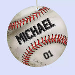 Custom Name Number Baseball Christmas Gifts for Players - Personalized Leather Ornament